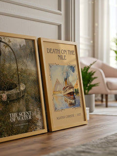 The Scent of Water watercolour print framed by window – literary home decor