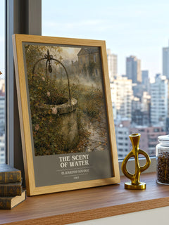The Scent of Water book cover print framed by window – literary home decor