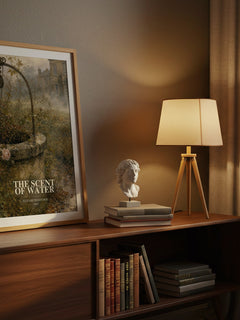 The Scent of Water watercolour print on bookshelf – Elizabeth Goudge fan gift
