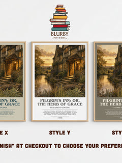 Pilgrim's Inn; or, The Herb of Grace bookish print in frame leaning in hallway – literary fiction wall art