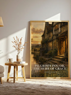 Pilgrim's Inn; or, The Herb of Grace watercolour print in frame leaning in hallway – literary fiction wall art