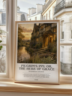 Pilgrim's Inn; or, The Herb of Grace bookish poster colour and style options – Elizabeth Goudge book art