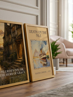 Pilgrim's Inn; or, The Herb of Grace watercolour print framed by window – literary home decor