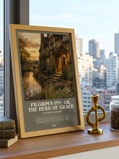 Pilgrim's Inn; or, The Herb of Grace bookish print framed by window – literary home decor