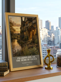 Pilgrim's Inn; or, The Herb of Grace book cover print framed by window – literary home decor