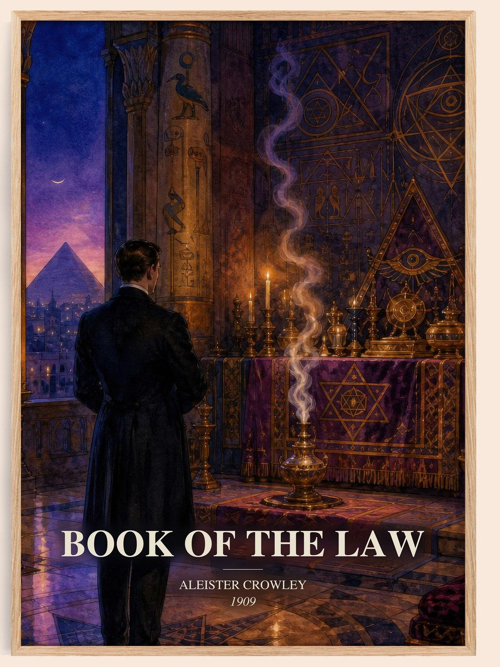 Book of the Law watercolour book poster by Aleister Crowley – framed literary art print