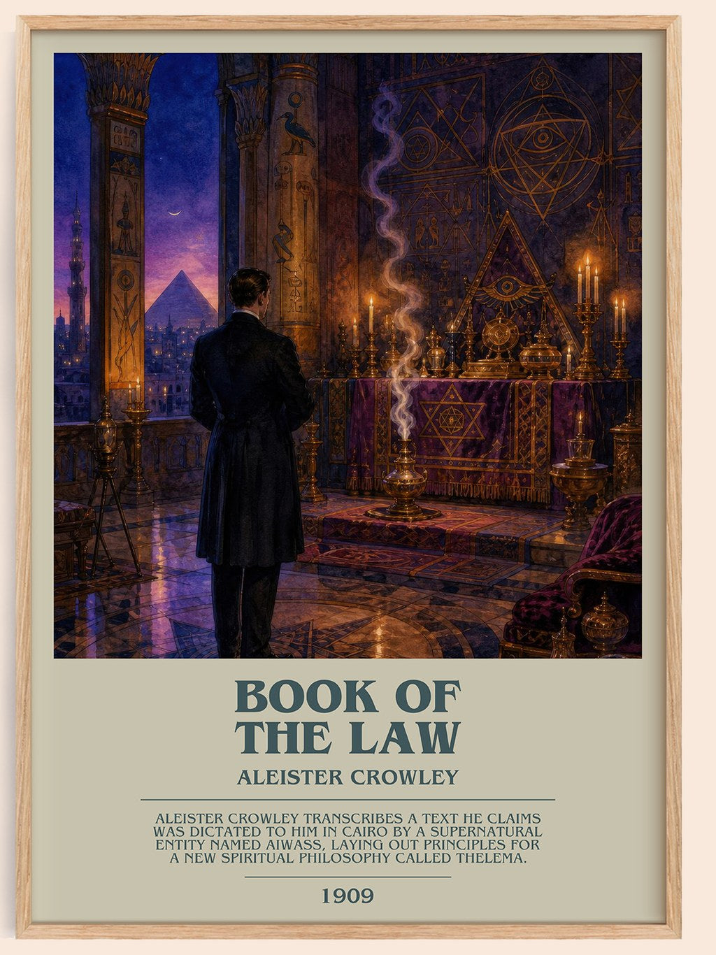 Book of the Law bookish book poster by Aleister Crowley – framed literary art print