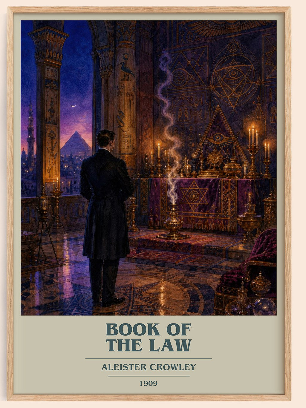 Book of the Law book cover book poster by Aleister Crowley – framed literary art print