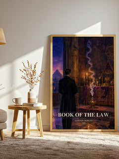 Book of the Law watercolour print in frame leaning in hallway – philosophy wall art