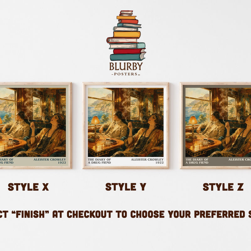 The diary of a drug fiend literary print in frame leaning in hallway – literary fiction wall art