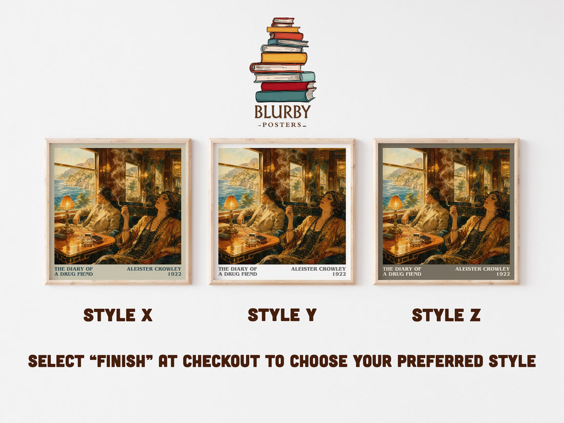 The diary of a drug fiend literary print in frame leaning in hallway – literary fiction wall art (mockup)