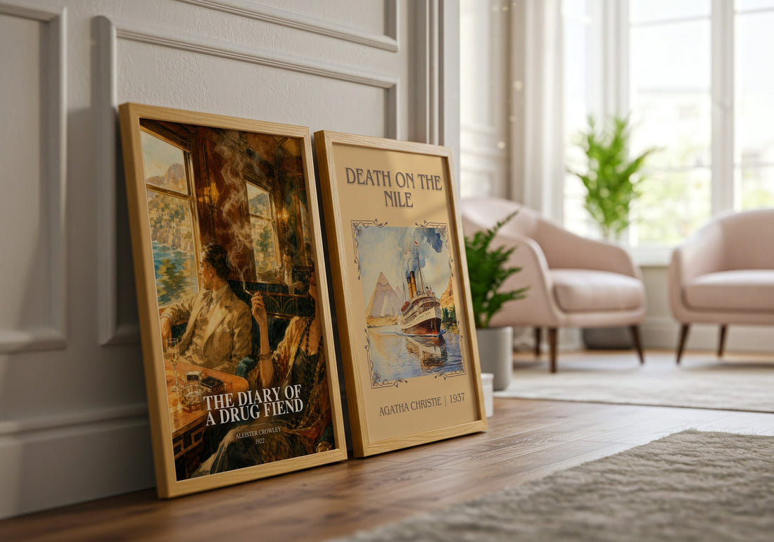 The diary of a drug fiend watercolour print framed by window – literary home decor