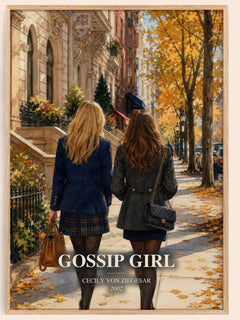 Gossip Girl watercolour book poster by Cecily von Ziegesar – framed literary art print