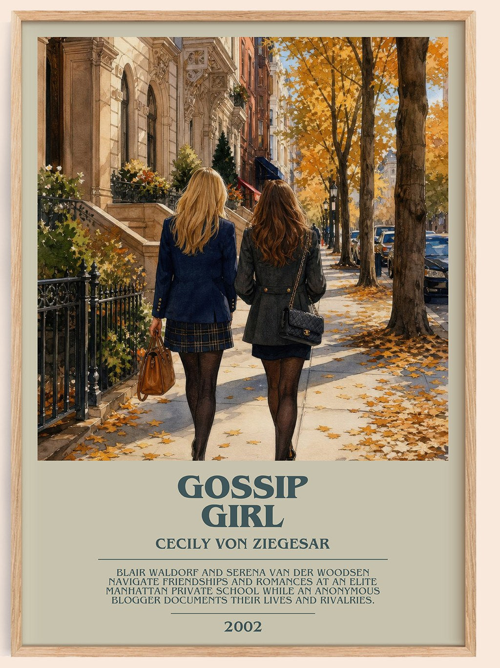 Gossip Girl bookish book poster by Cecily von Ziegesar – framed literary art print