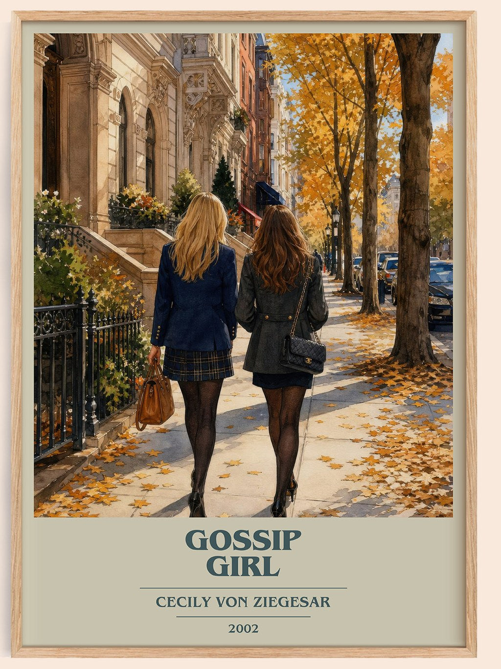 Gossip Girl book cover book poster by Cecily von Ziegesar – framed literary art print