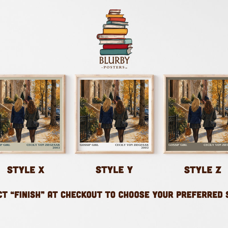 Gossip Girl literary print in frame leaning in hallway – young adult wall art