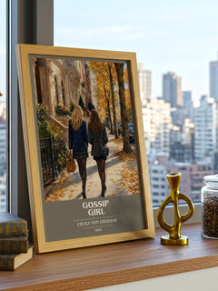 Gossip Girl book cover print framed by window – literary home decor