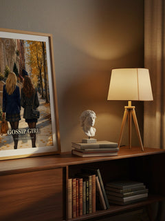 Gossip Girl watercolour print on bookshelf – Cecily von Ziegesar fan gift