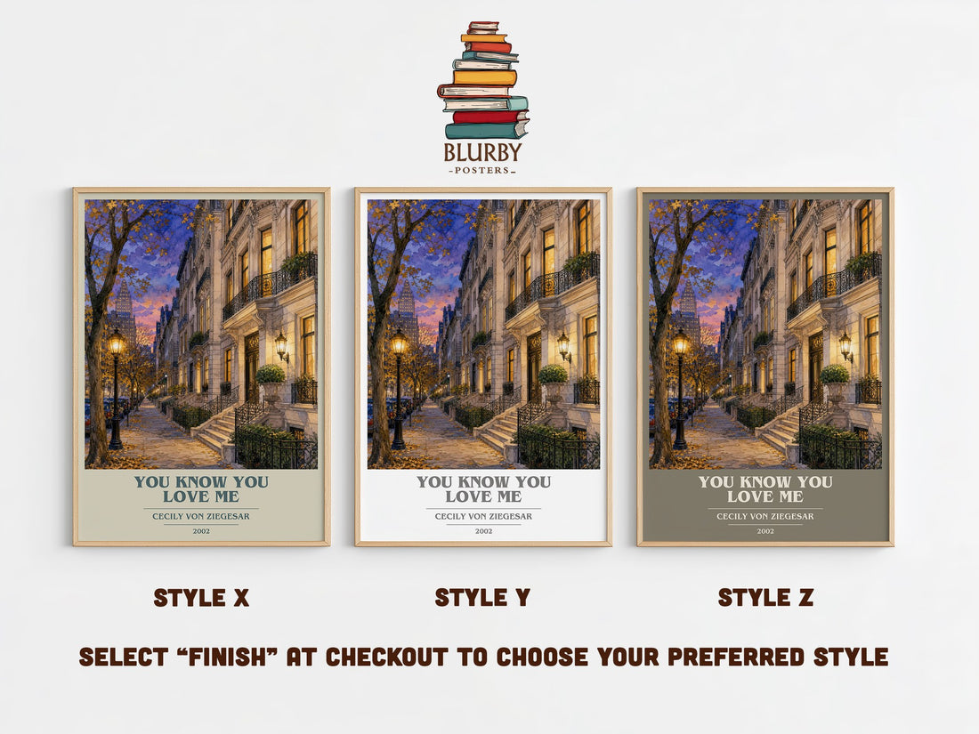 You Know You Love Me book cover print in frame leaning in hallway – young adult wall art (mockup)