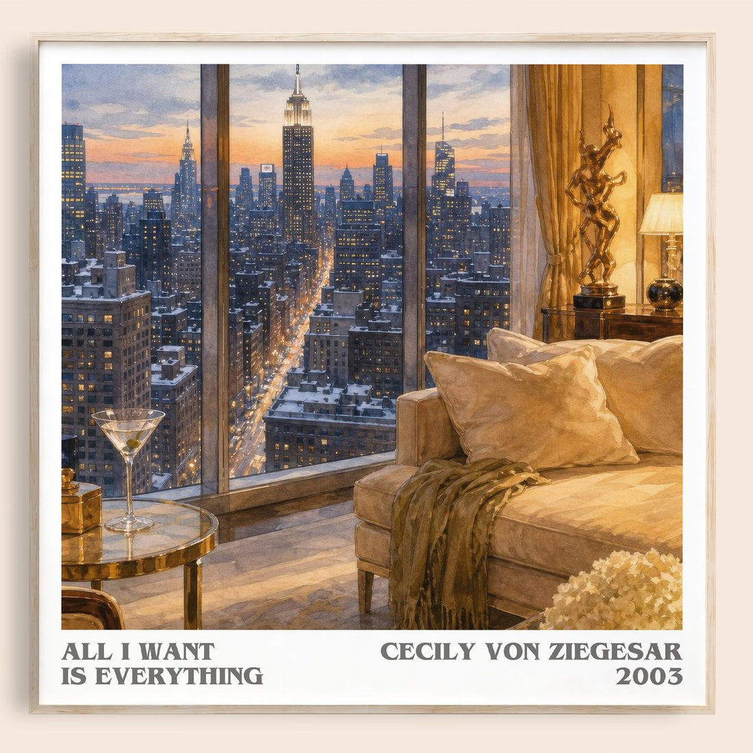All I Want Is Everything literary book poster by Cecily von Ziegesar – framed literary art print