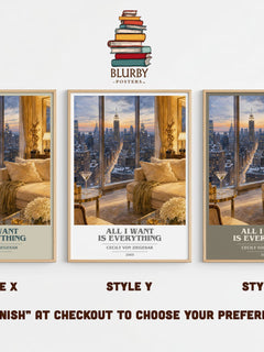 All I Want Is Everything book cover print in frame leaning in hallway – young adult wall art