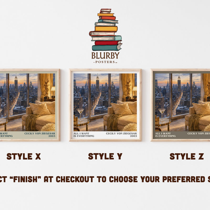 All I Want Is Everything literary print in frame leaning in hallway – young adult wall art