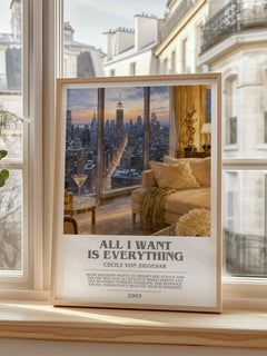 All I Want Is Everything bookish poster colour and style options – Cecily von Ziegesar book art