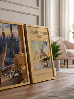 All I Want Is Everything watercolour print framed by window – literary home decor