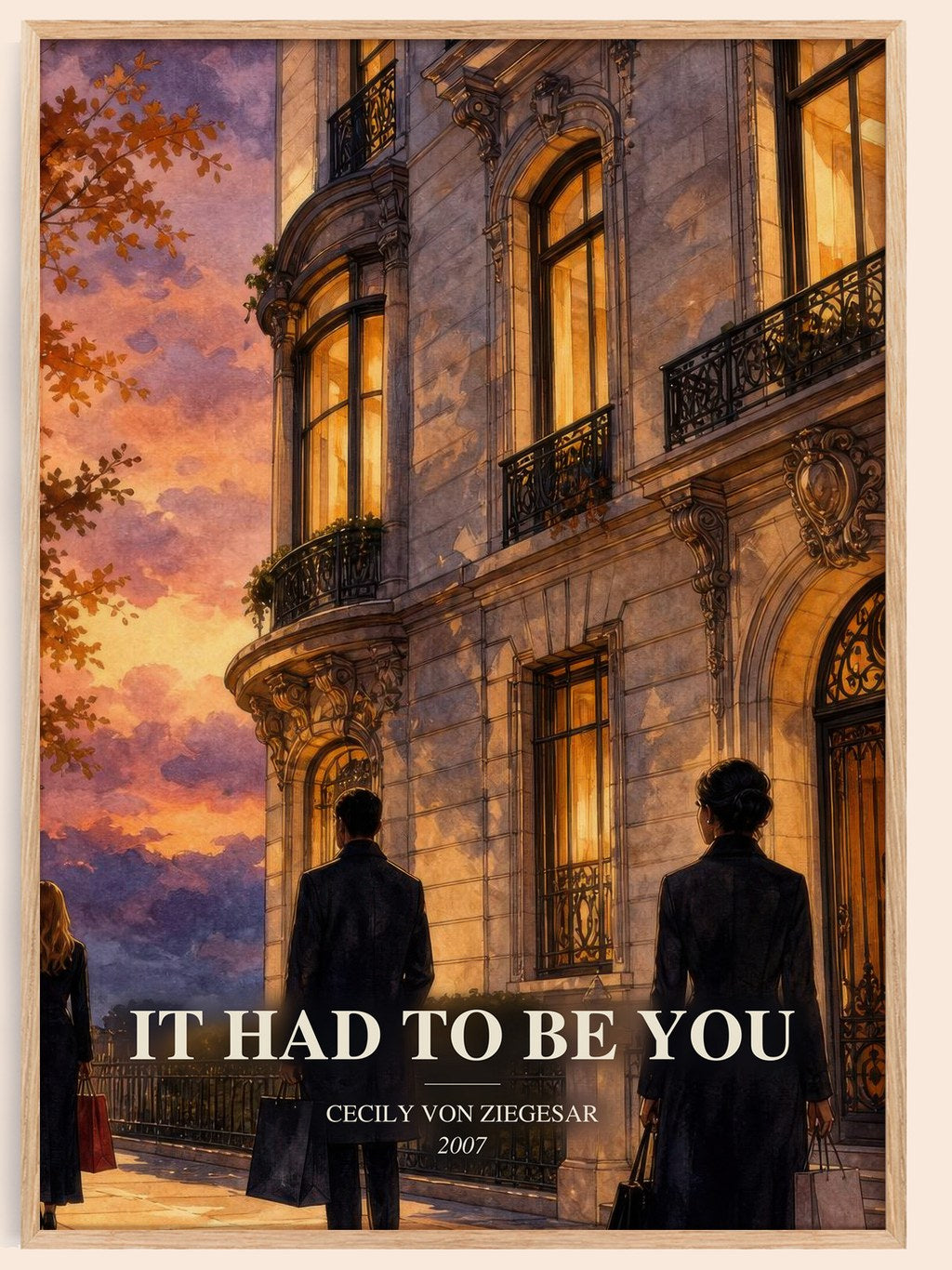 It Had to Be You watercolour book poster by Cecily von Ziegesar – framed literary art print