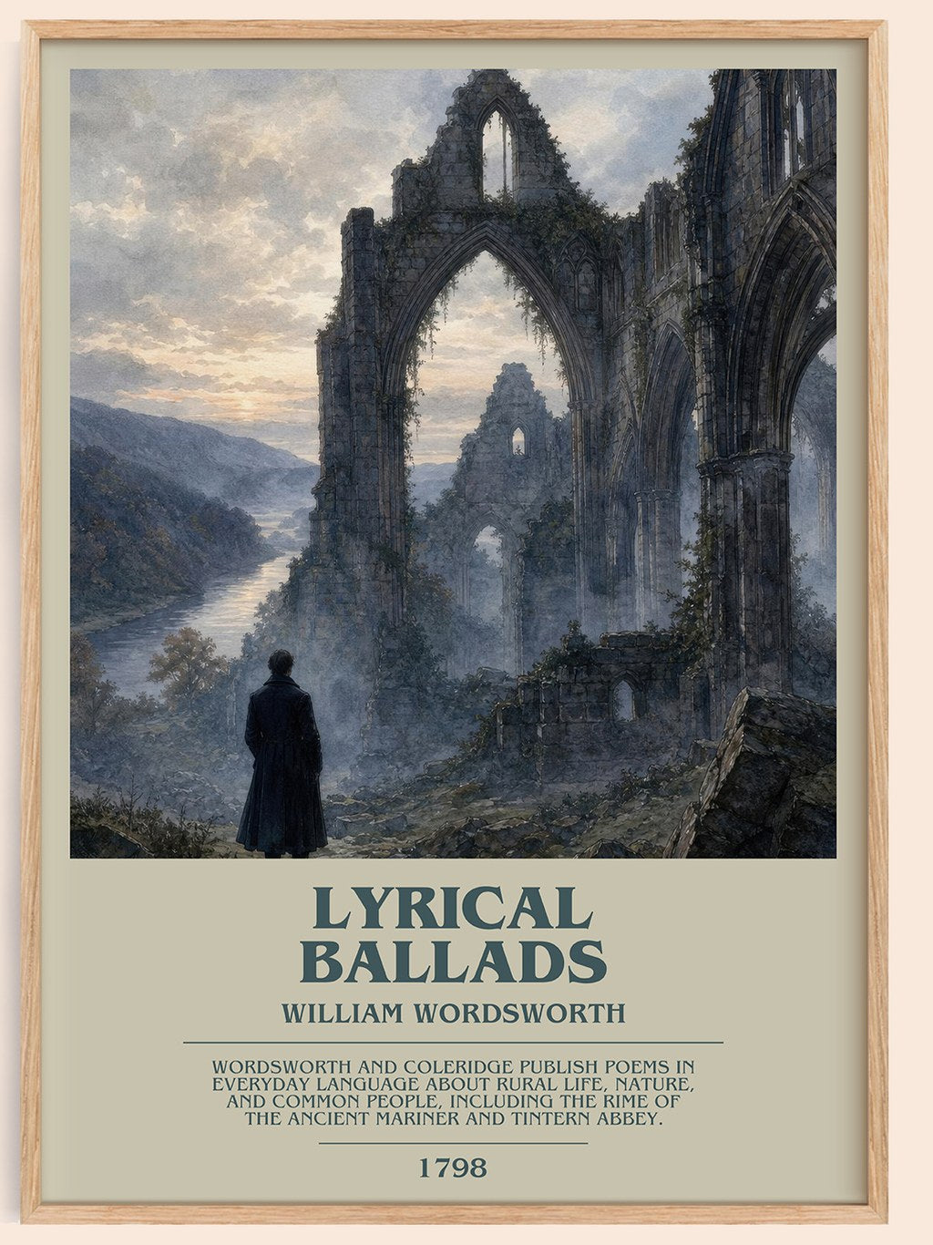 Lyrical Ballads bookish book poster by William Wordsworth – framed literary art print