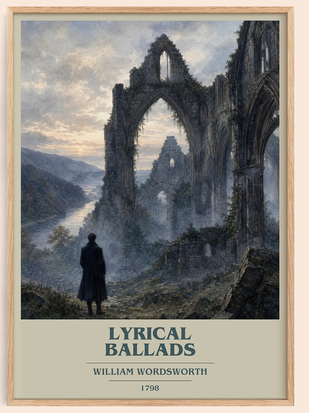 Lyrical Ballads book cover book poster by William Wordsworth – framed literary art print