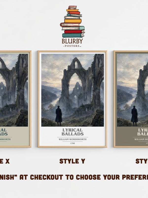 Lyrical Ballads book cover print in frame leaning in hallway – poetry wall art