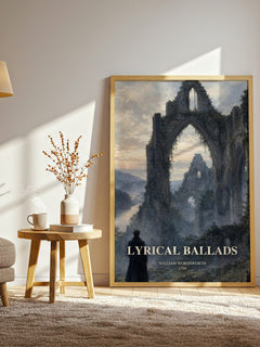 Lyrical Ballads watercolour print in frame leaning in hallway – poetry wall art