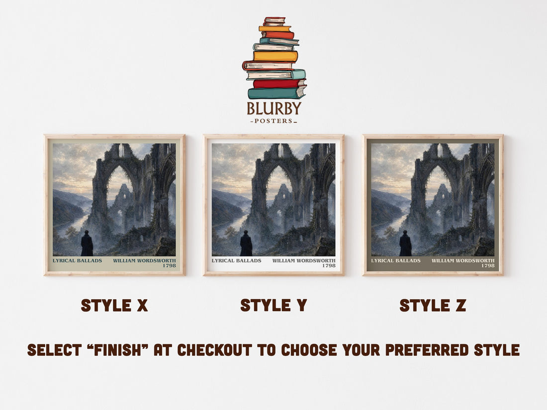 Lyrical Ballads literary print in frame leaning in hallway – poetry wall art (mockup)