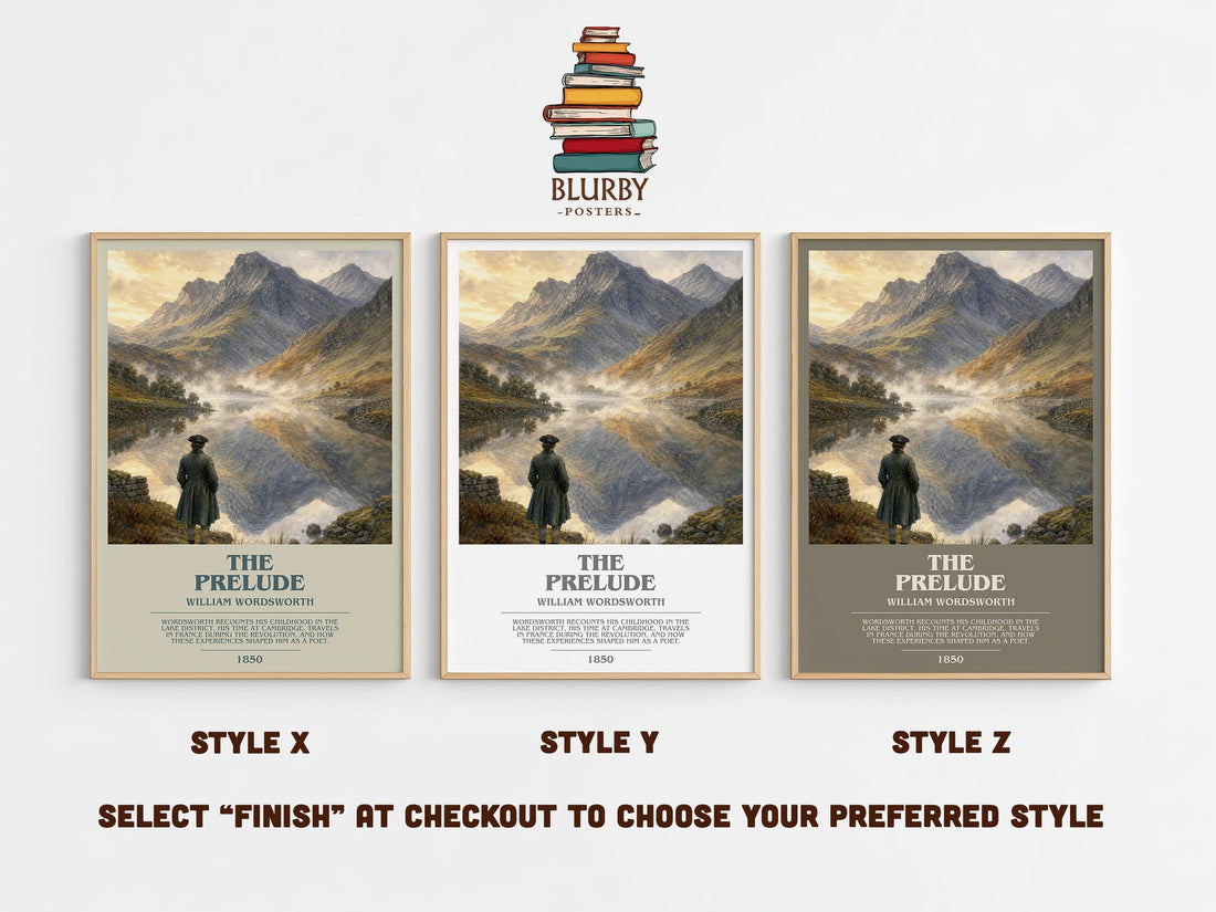The prelude bookish print in frame leaning in hallway – poetry wall art (mockup)