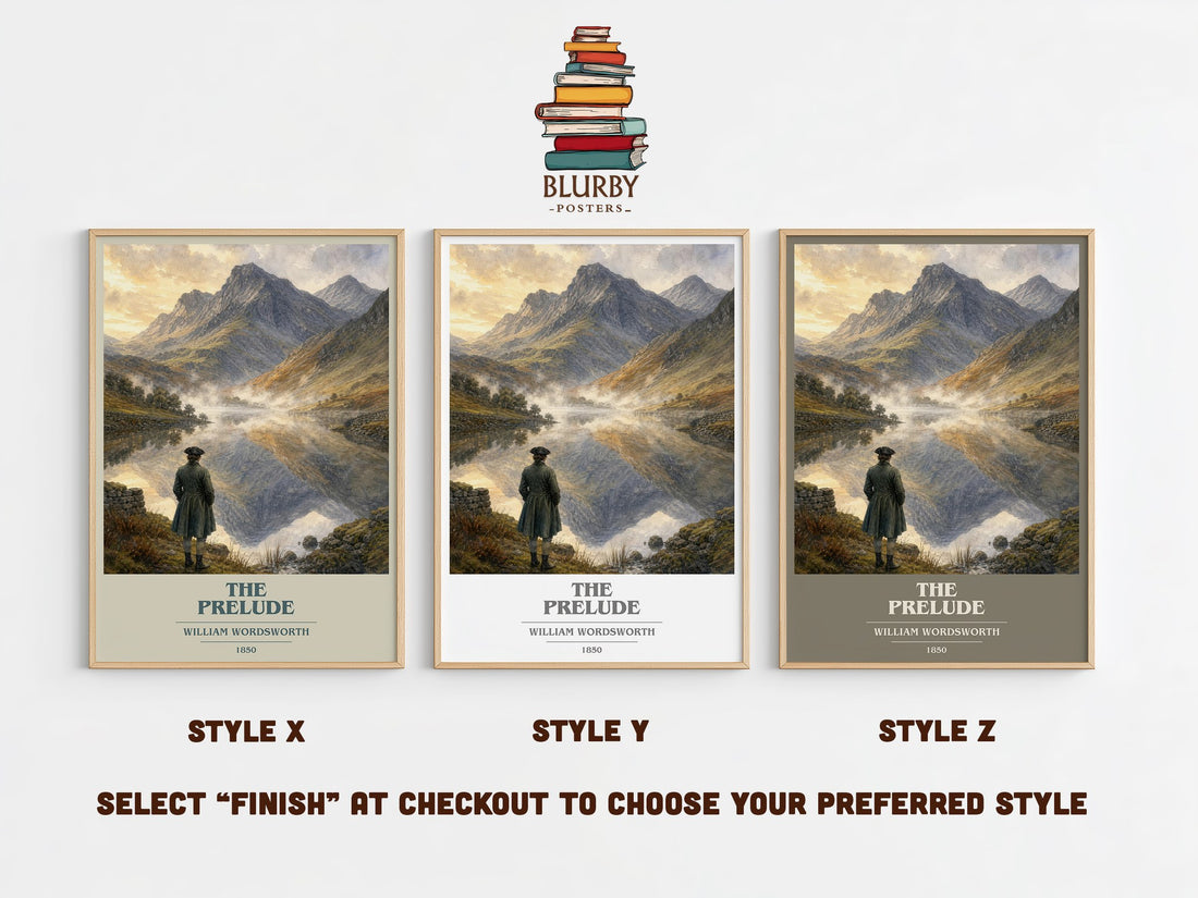 The prelude book cover print in frame leaning in hallway – poetry wall art (mockup)