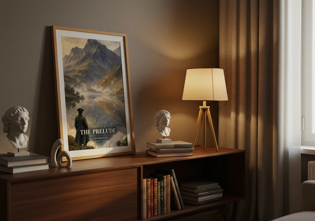 The prelude watercolour print on bookshelf – William Wordsworth fan gift