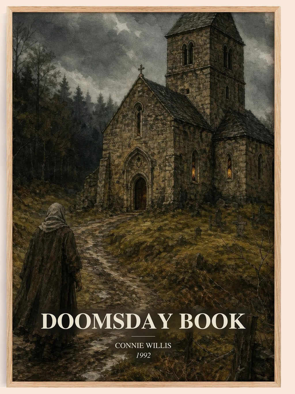 Doomsday book watercolour book poster by Connie Willis – framed literary art print
