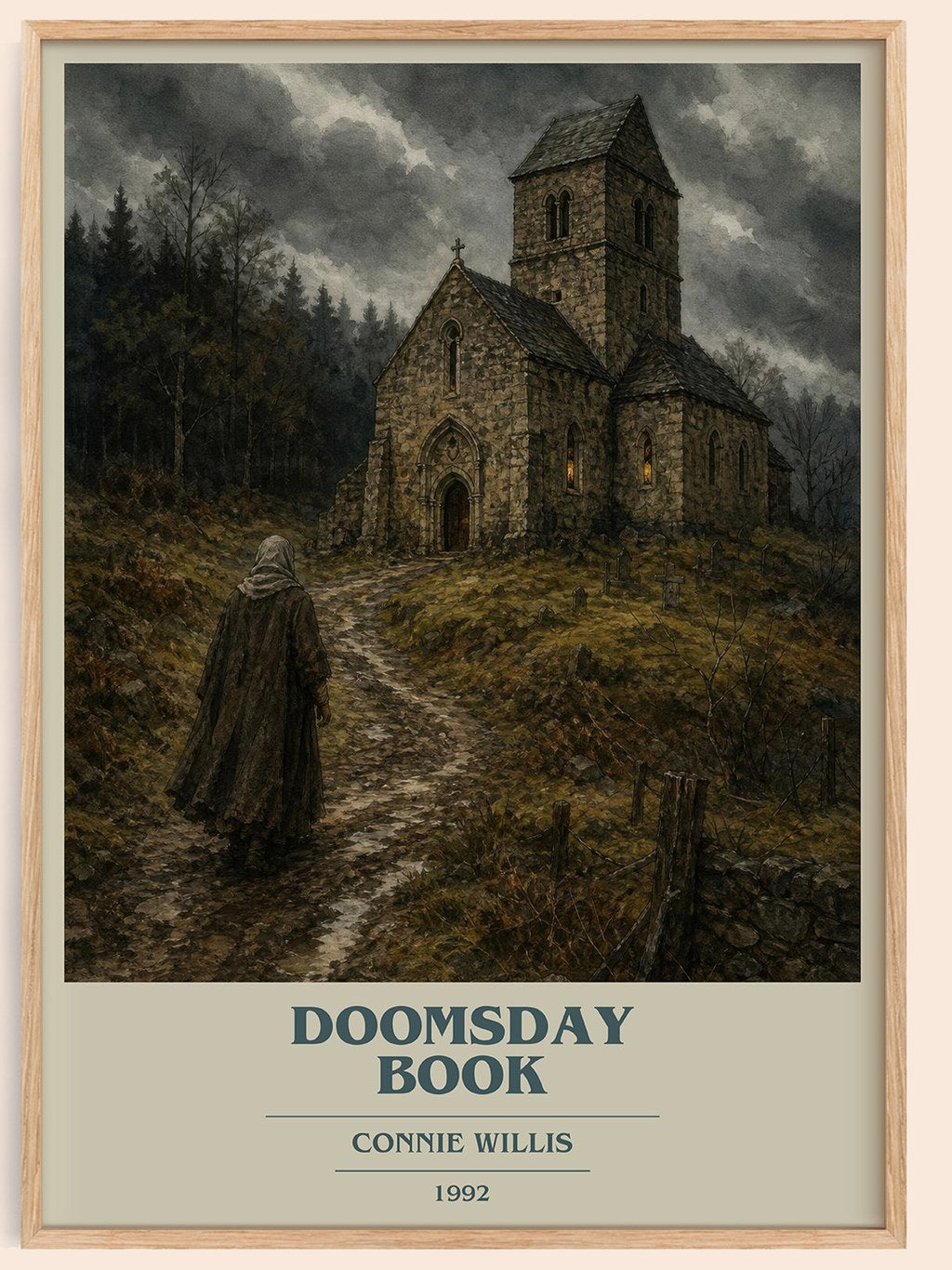 Doomsday book book cover book poster by Connie Willis – framed literary art print