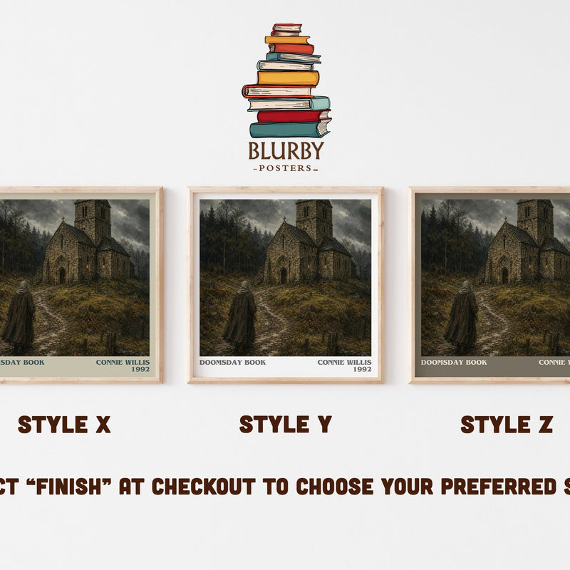 Doomsday book literary print in frame leaning in hallway – sci fi wall art