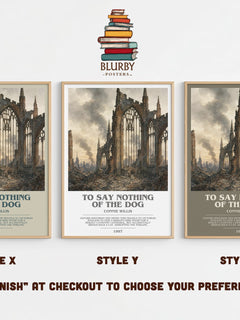 To Say Nothing of the Dog bookish print in frame leaning in hallway – sci fi wall art
