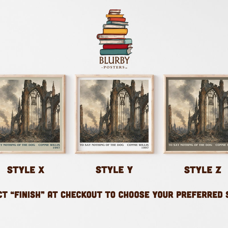 To Say Nothing of the Dog literary print in frame leaning in hallway – sci fi wall art
