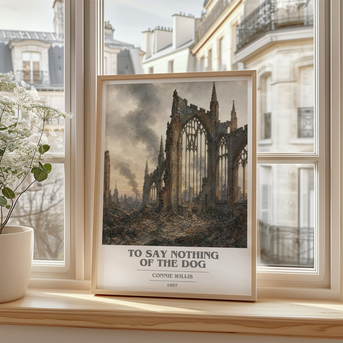 To Say Nothing of the Dog book cover poster colour and style options – Connie Willis book art