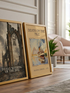 To Say Nothing of the Dog watercolour print framed by window – literary home decor