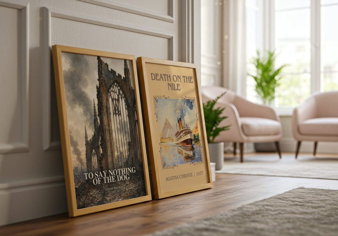 To Say Nothing of the Dog watercolour print framed by window – literary home decor