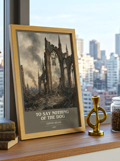 To Say Nothing of the Dog book cover print framed by window – literary home decor