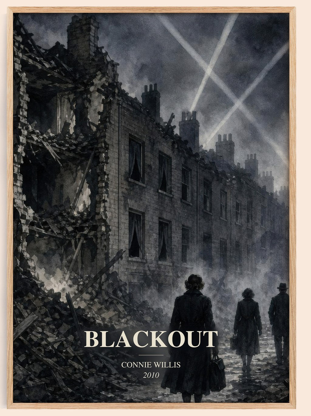 Blackout watercolour book poster by Connie Willis – framed literary art print