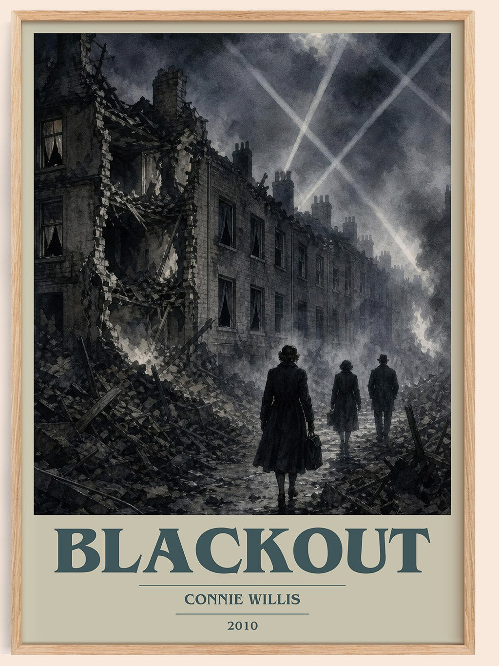 Blackout book cover book poster by Connie Willis – framed literary art print