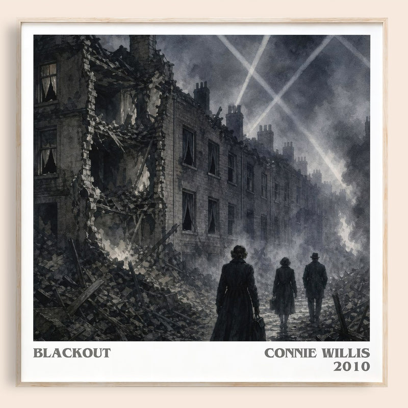 Blackout literary book poster by Connie Willis – framed literary art print