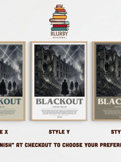 Blackout bookish print in frame leaning in hallway – sci fi wall art